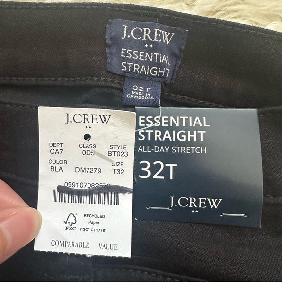 J. Crew Factory Jeans Tall Essential Straight In All-Day Stretch Black 32T NWT - Picture 7 of 11